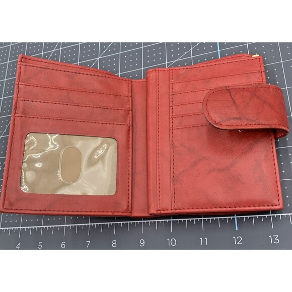 Julia Buxton Heiress Double Cardex Leather Wallet in Red Bifold Kiss Lock 4"X5" - Picture 6 of 12